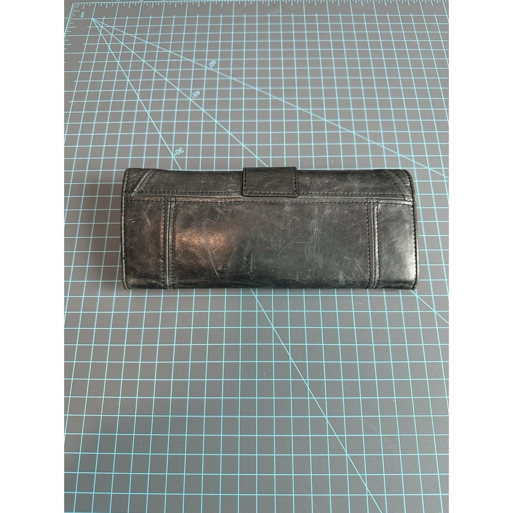Juicy Couture Clutch Wallet in Slate Gold Soft Distressed Leather Vintage Y2K - Picture 10 of 12